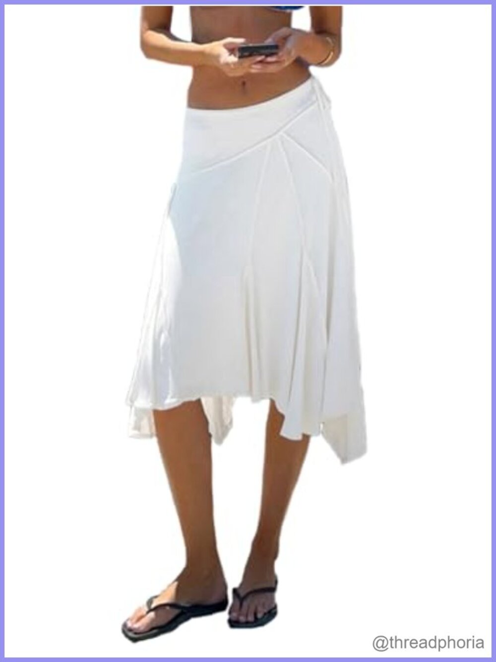 Women's Midi Skirt Asymmetrical Handkerchief Hem Flowy A-Line